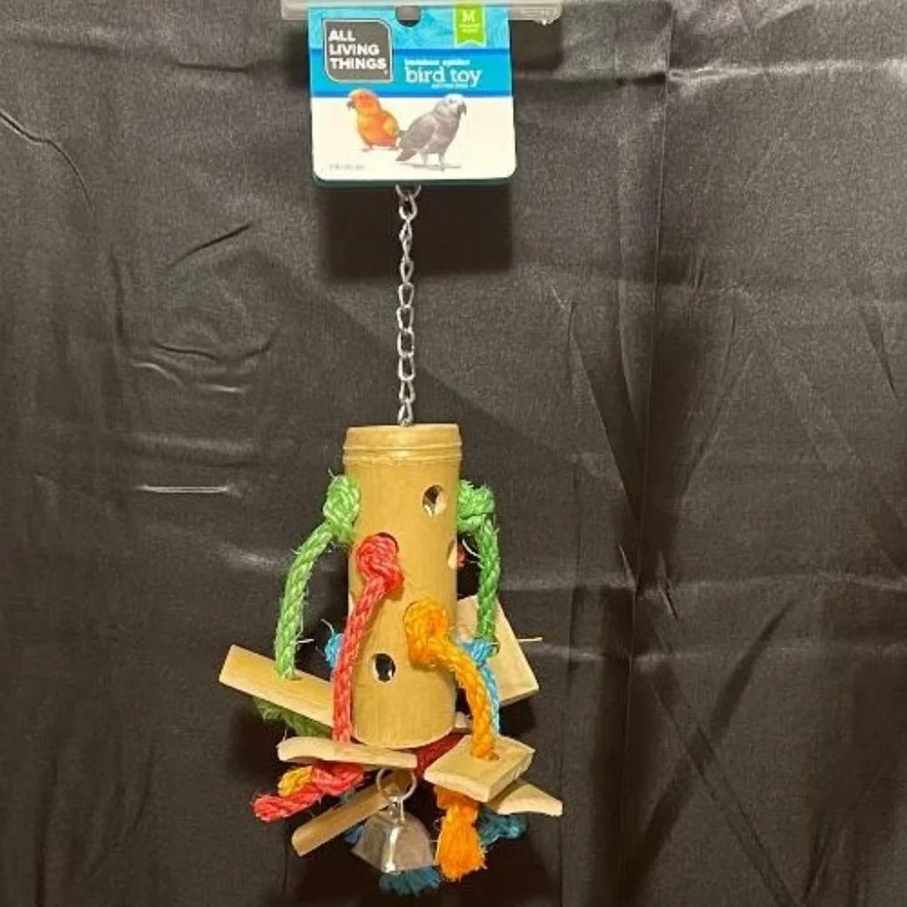 BRAND NEW ~ ALL LIVING THINGS BAMBOO MEDIUM SIZED BIRD TOY WITH BELL